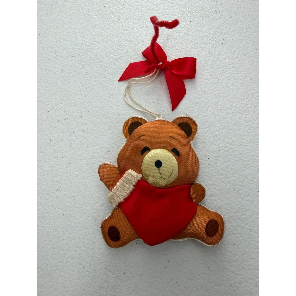 Vintage Christmas Teddy Bear Ornament Lot Wangs International Tin Cross Stitch